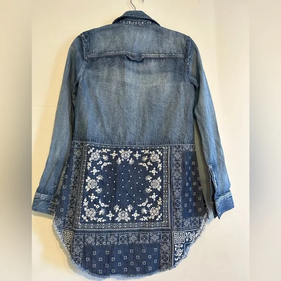 Free People Women’s Embroidered Denim Duster - Picture 10 of 16